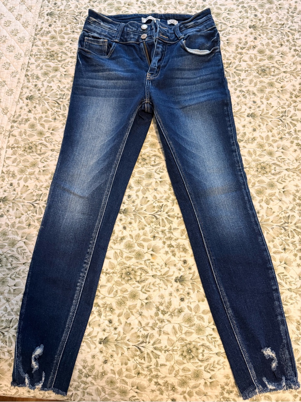 KanCan Dark Blue Skinny Jeans with Faded Detailing